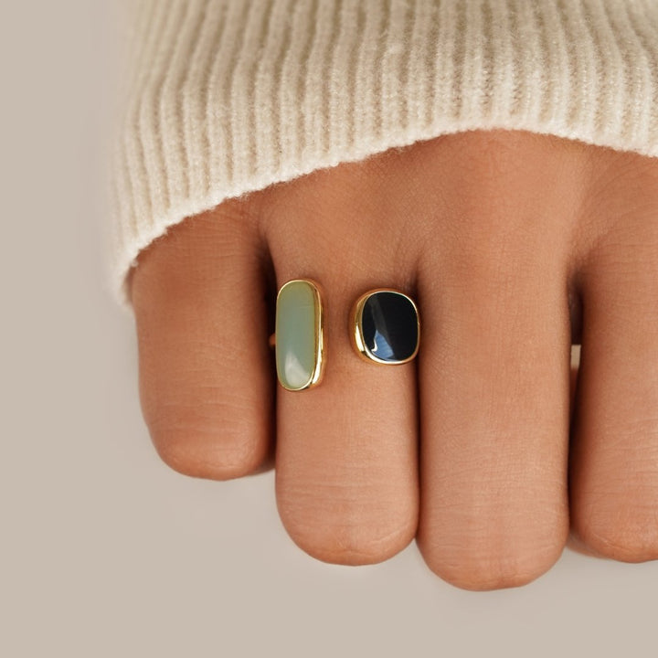 Anillo abrazo con aguamarina